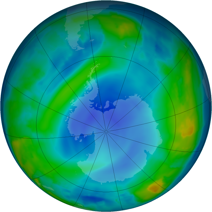 Antarctic ozone map for 23 June 2013